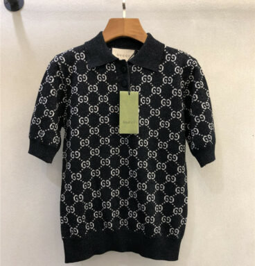 gucci gg polo collar knitted top