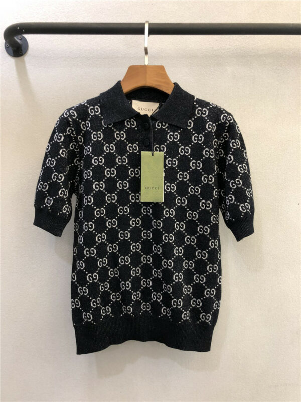 gucci gg polo collar knitted top