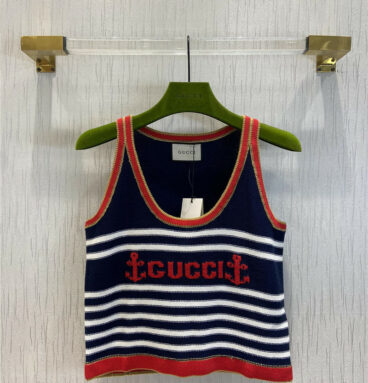 gucci blue striped knitted vest