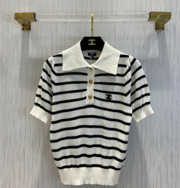 chanel striped polo shirt