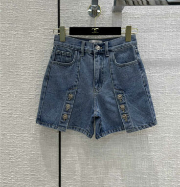 chanel double breasted denim shorts