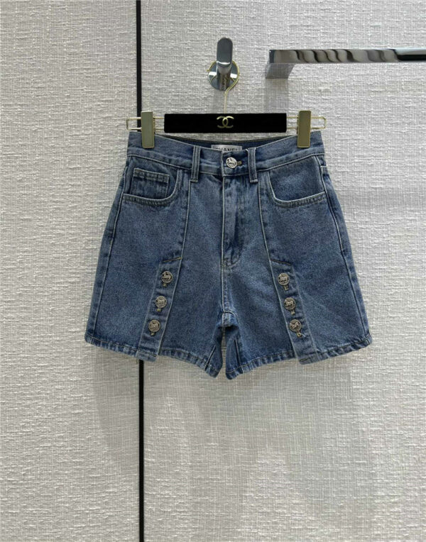 chanel double breasted denim shorts