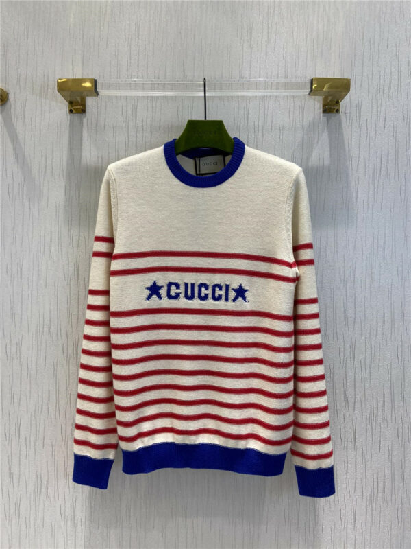 gucci star letter stripe sweater