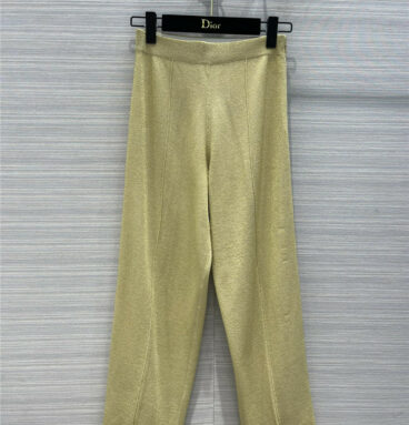 dior gold silk straight pants