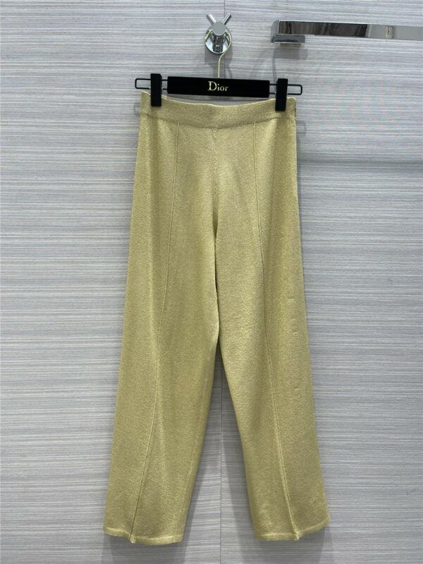 dior gold silk straight pants