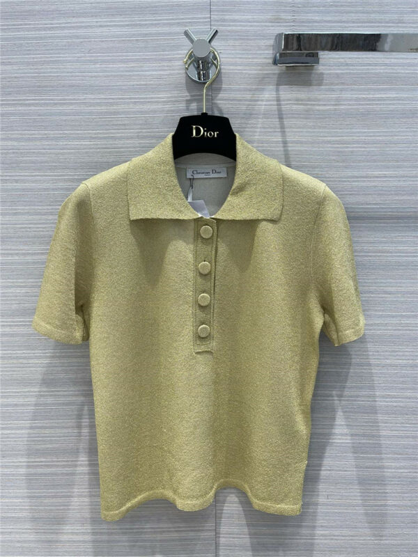 dior classic polo shirt gold thread top
