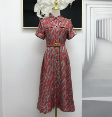 fendi nipped-waist silk dress