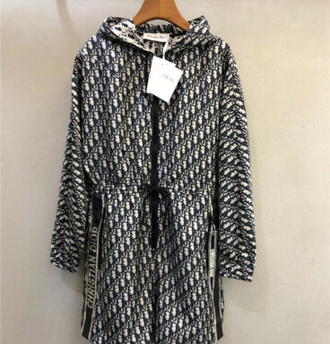 dior classic jacquard long sleeve hooded jumpsuit