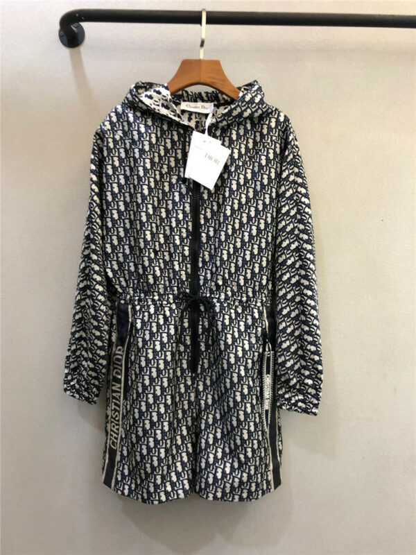 dior classic jacquard long sleeve hooded jumpsuit