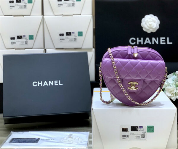 chanel diamond heart bag purple