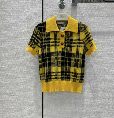 Dior Check Mohair Short Sleeve Sweater