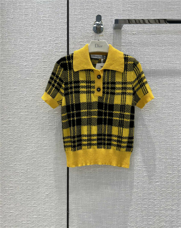 Dior Check Mohair Short Sleeve Sweater