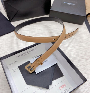 ysl logo leather belt