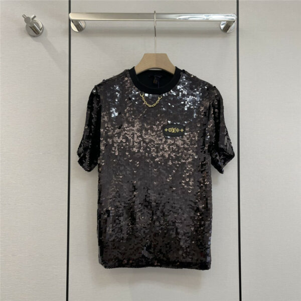 louis vuitton LV night sequin embroidered t shirt
