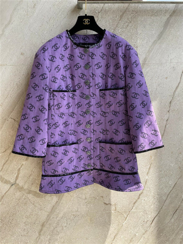 chanel logo purple jacket