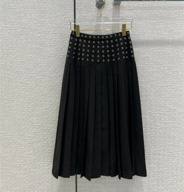 dior black pleated maxi skirt