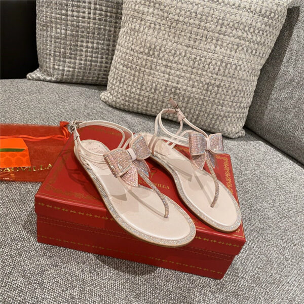 rene caovilla flip flops bow flat sandals