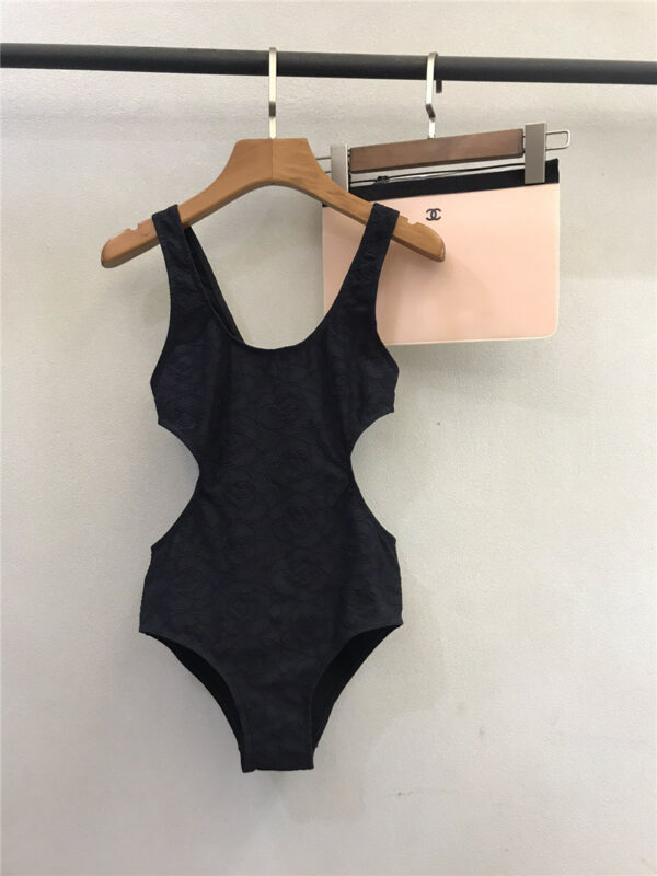 chanel camellia topless swimsuit