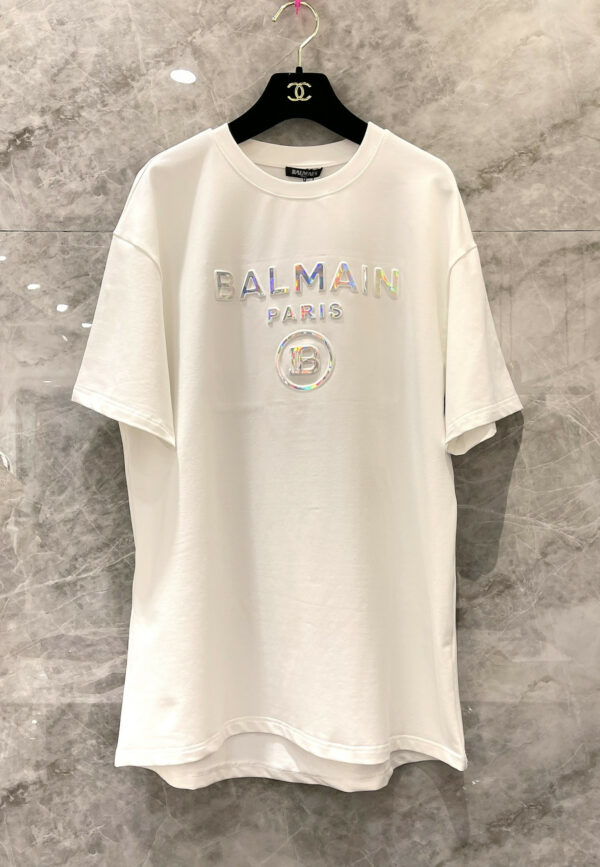 balmain colorful laser logo t shirt
