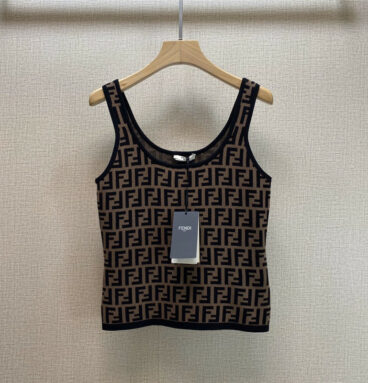 fendi FF logo knit short sleeve vest