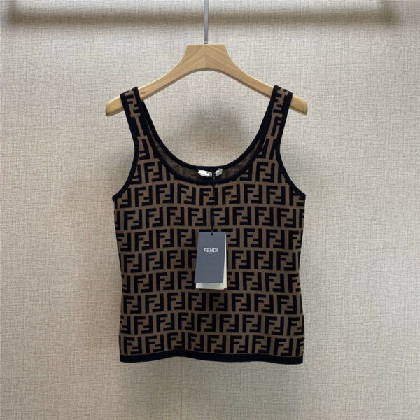 fendi FF logo knit short sleeve vest