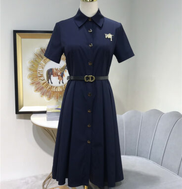 dior single-breasted cotton shirtdress