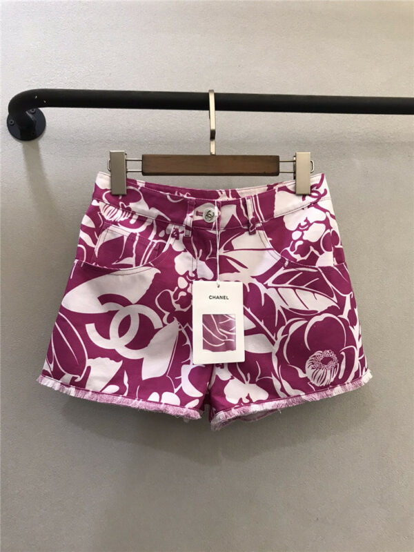 chanel camellia fringed shorts