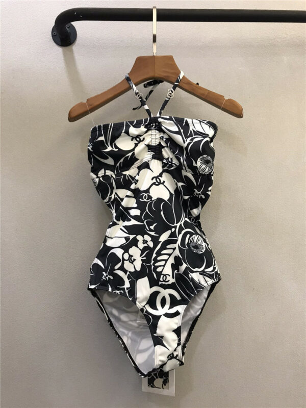 chanel camellia strapless swimsuit