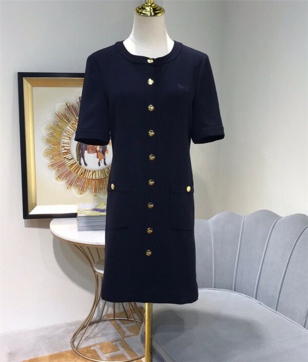 celine carriage single-breasted gold button dress