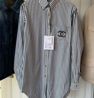 chanel embroidered striped shirt