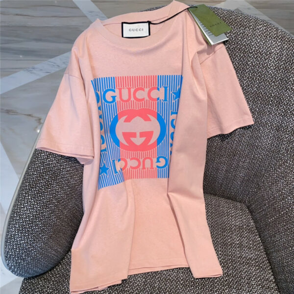 gucci printed logo short sleeve t shirt