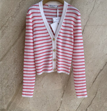dior pink striped cardigan
