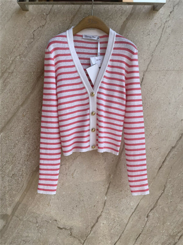 dior pink striped cardigan