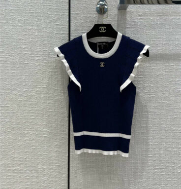chanel ruffle sleeve knitted top