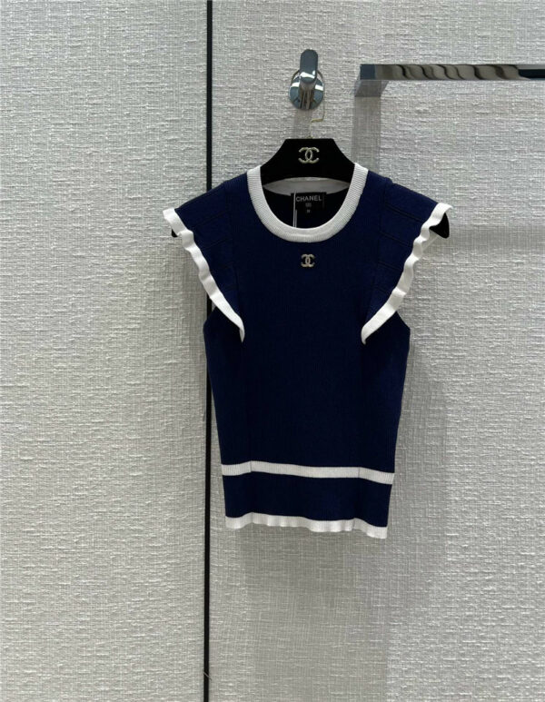 chanel ruffle sleeve knitted top