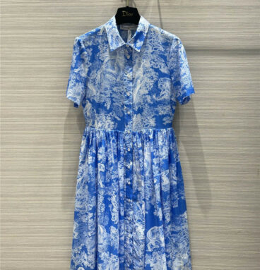 dior print short-sleeve dress