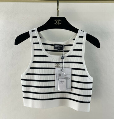 chanel striped knitted vest