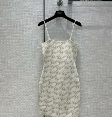 fendi logo knit slip dress