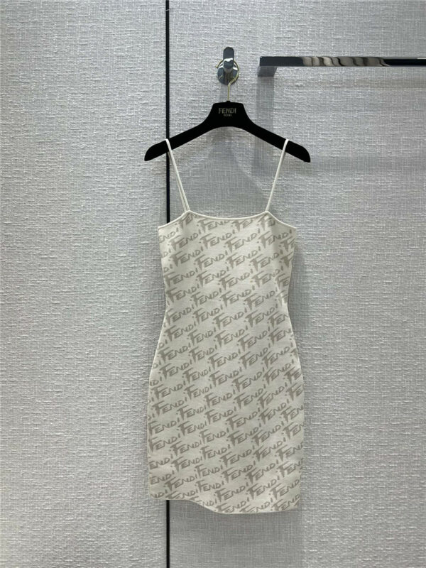 fendi logo knit slip dress