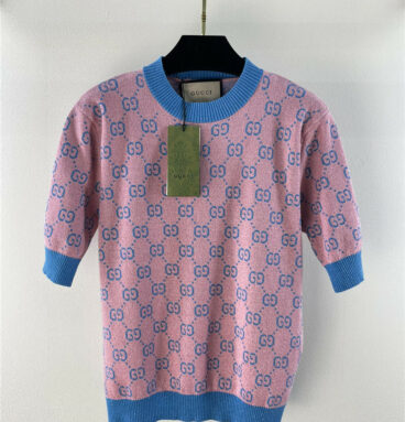 gucci GG monogram jacquard knit short sleeve top