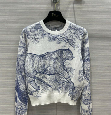 dior animal embroidered cashmere knitted top