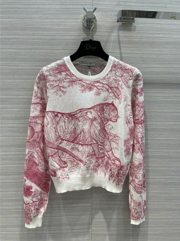 dior animal embroidered cashmere knitted top