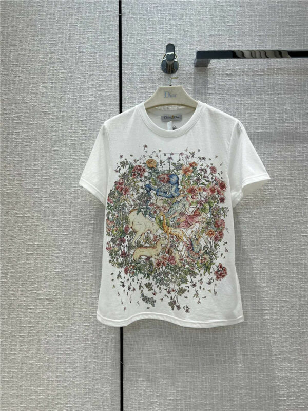 dior embroidered cashmere printed t shirt