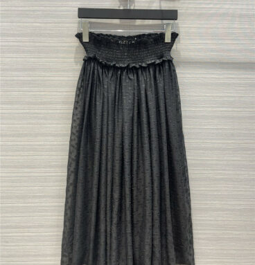 dior black jacquard polka-dot puff skirt