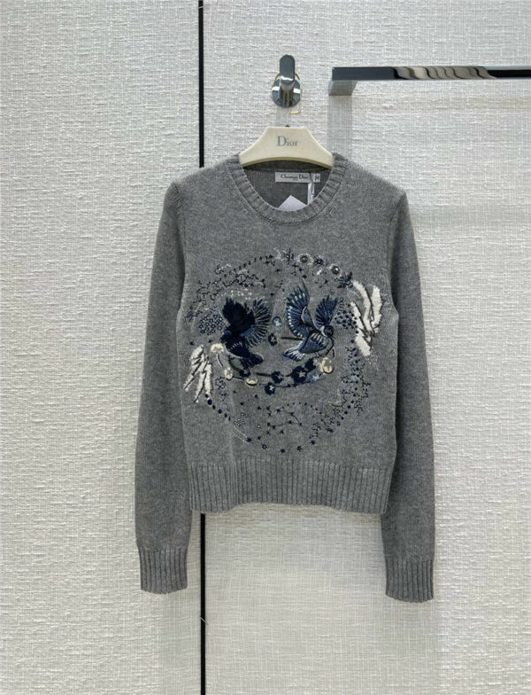 dior swirl constellation embroidered cashmere sweater