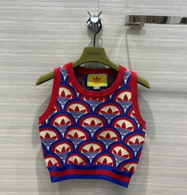 gucci red and blue sports knitted vest