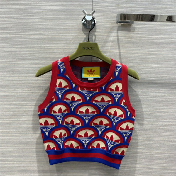 gucci red and blue sports knitted vest