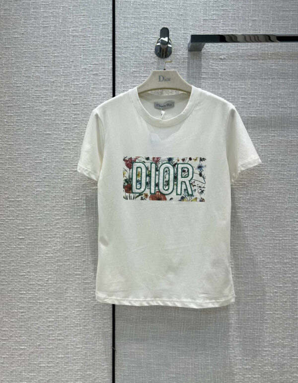 dior print embroidered t shirt
