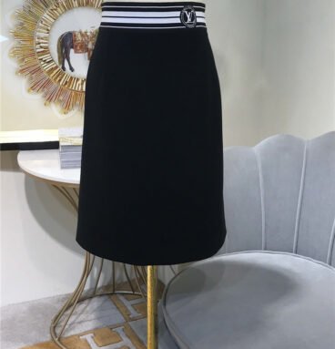 louis vuitton lv letter logo striped skirt