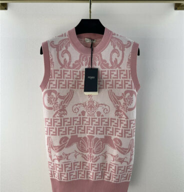 fendi full logo print knitted vest